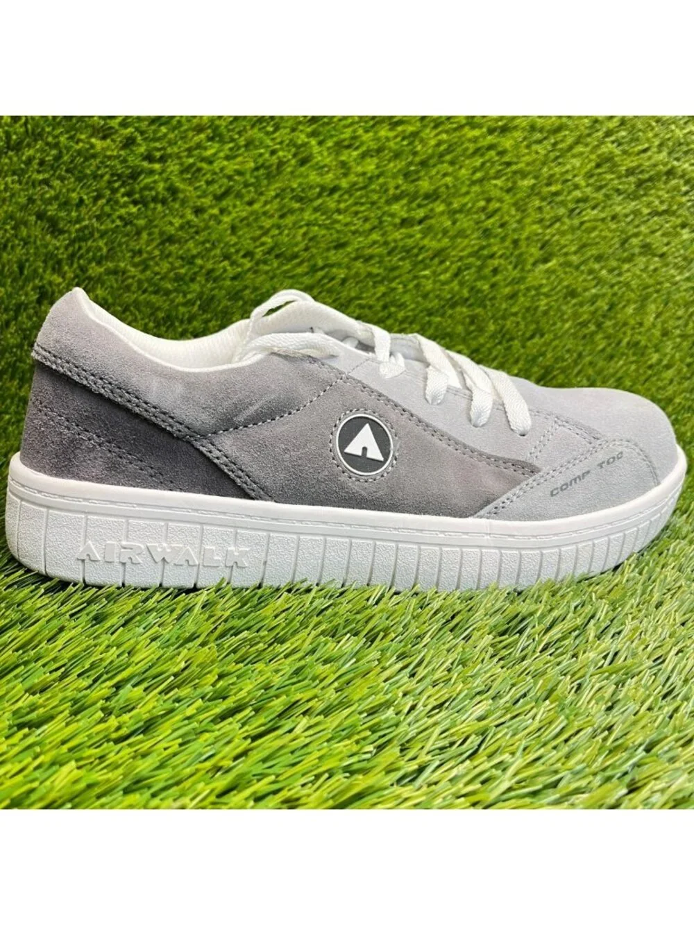Airwalk Camino Womens Size 8.5D Gray White Suede Composite Toe Safety Work Shoes